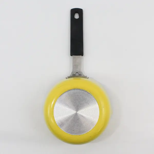 Mini Yellow Milk Pan Saucepan Black Nonstick-Style Interior Long Handle