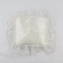 Satin Lace Trim Square Ring Bearer Ivory Wedding Pillow