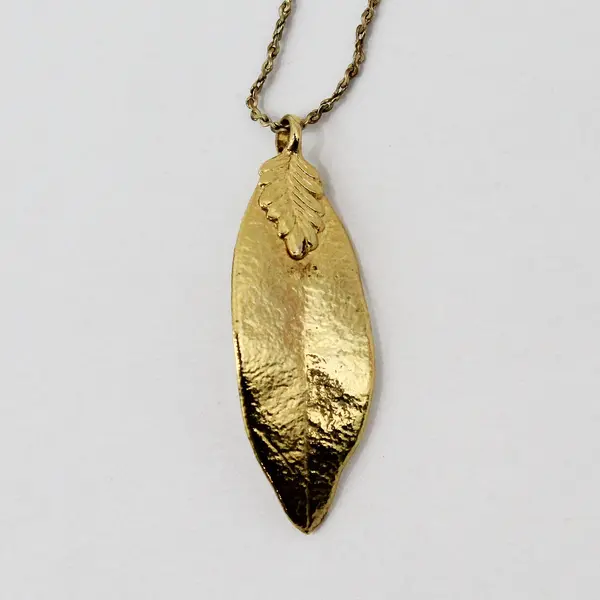 14K Gold Filled Metal Leaf Pendant Necklace