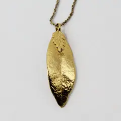 14K Gold Filled Metal Leaf Pendant Necklace
