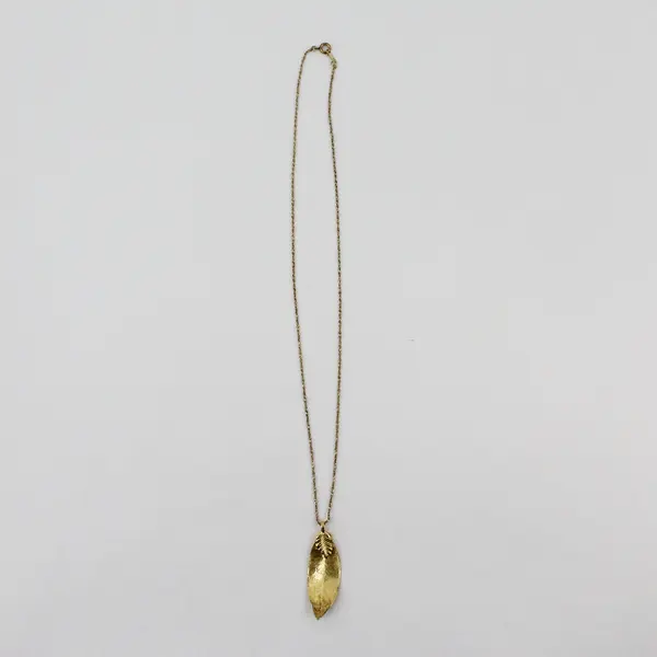 14K Gold Filled Metal Leaf Pendant Necklace