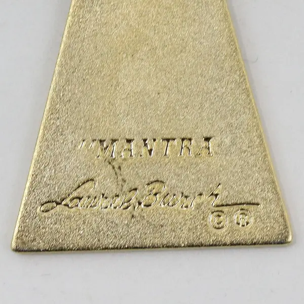 Laurel Burch Mantra Geometric Triangle Drop Earrings Gold Tone Cloisonne