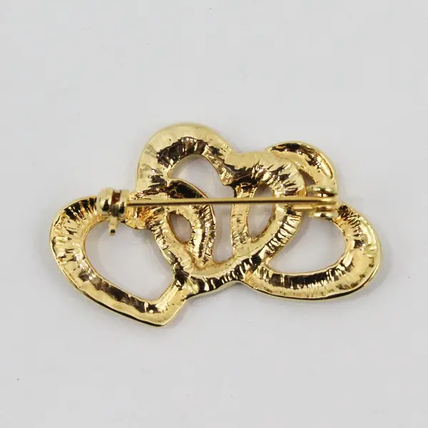 Women's Interlocking Double Heart Crystal Accent Brooch Pin