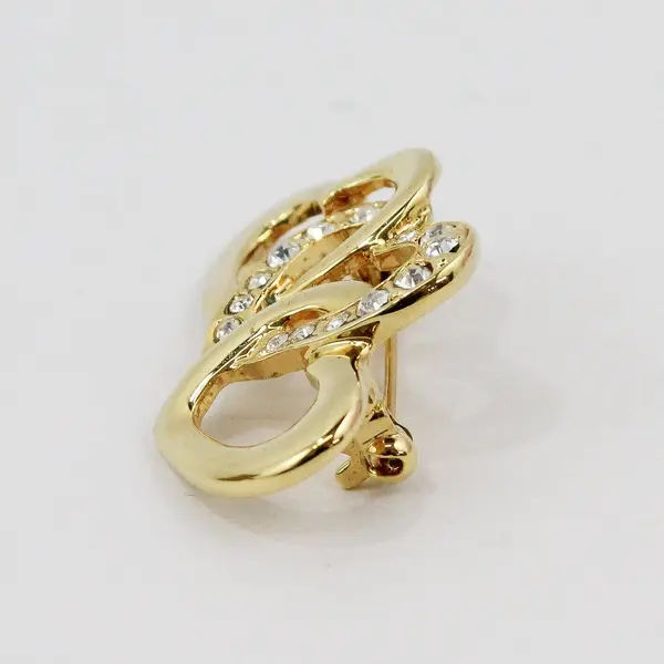 Women's Interlocking Double Heart Crystal Accent Brooch Pin