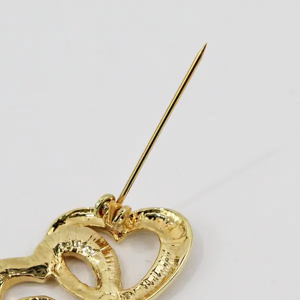 Women's Interlocking Double Heart Crystal Accent Brooch Pin