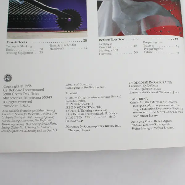 Vintage Singer Sewing Reference Library Tailoring Softcover Book 1988
