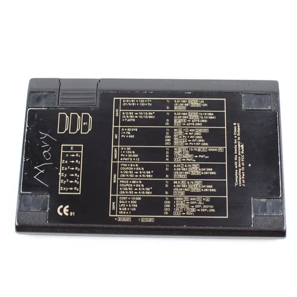 HP 12C Financial Calculator Gold Tone Brushed Metal Faceplate Used