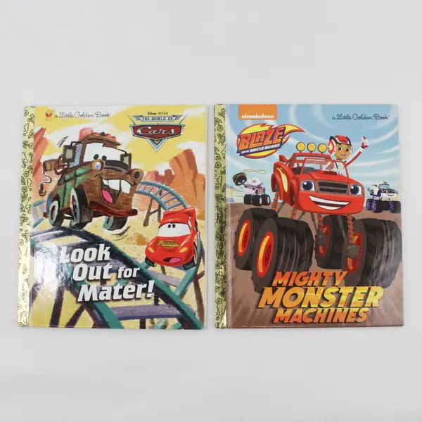 Lot of 2 Little Golden Books Cars Look Out for Mater! Blaze Mighty Monster
