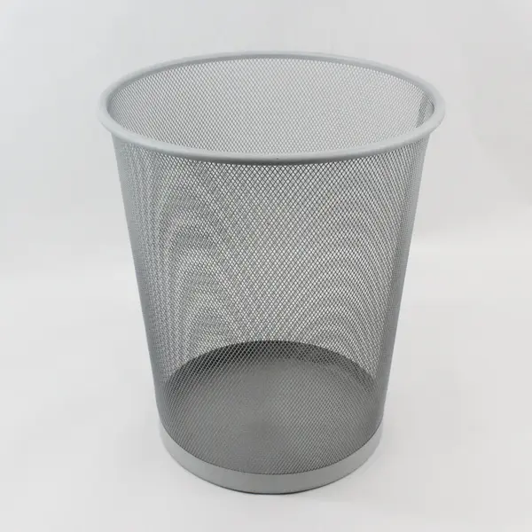 Ikea Dokument Grey Steel Wire Mesh Round Trash Bin 13.5in Tall