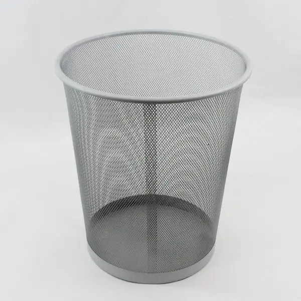 Ikea Dokument Grey Steel Wire Mesh Round Trash Bin 13.5in Tall