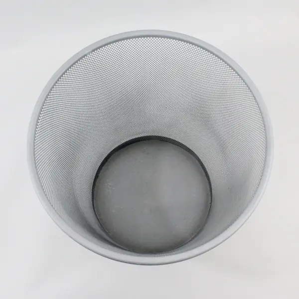 Ikea Dokument Grey Steel Wire Mesh Round Trash Bin 13.5in Tall
