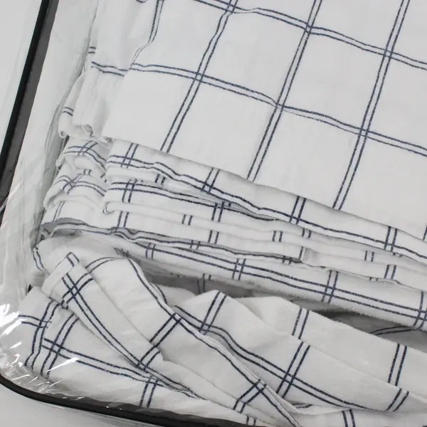 Blue White Plaid 4 pc 100% Cotton Flannel Sheet Set Queen Unbranded