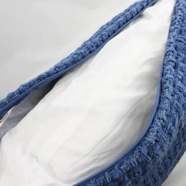 Artistic Accents Lot of 2 Blue Knit Rectangular Throw Pillows Fringe Ends