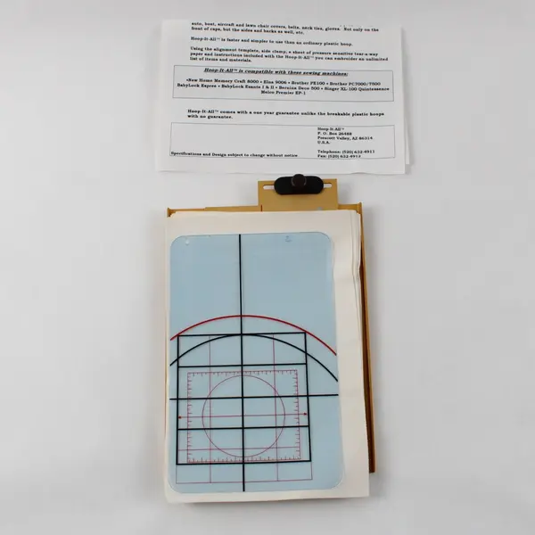 Hoop-It-All Embroidery Machine Hoop Assembly Frame Alignment Template