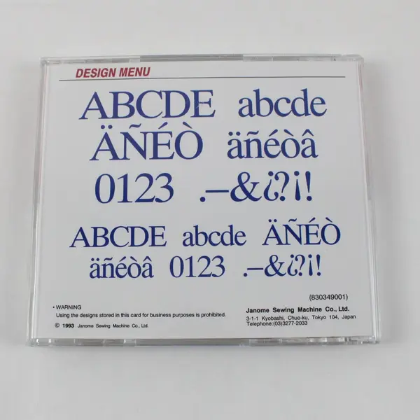 Janome Memory Card 17 Alphabet Embroidery Designs Letters Numbers Symbols