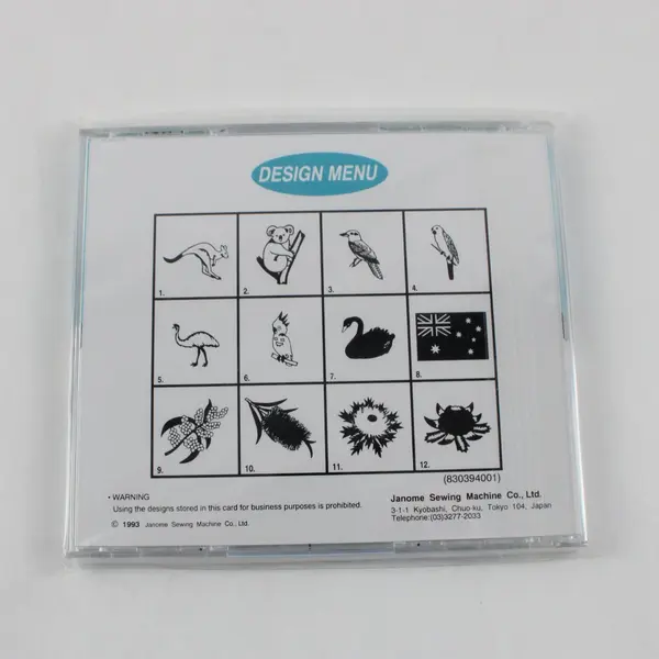Janome Memory Card A1 Koala Australian Embroidery Sewing Machine Design Card