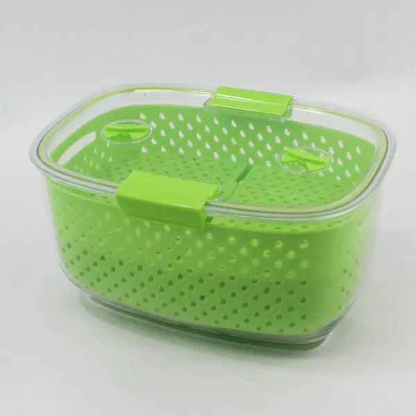 LUXEAR Fresh Produce Vegetable Fruit Storage Container 3-Piece Green 10.5 x 7.5