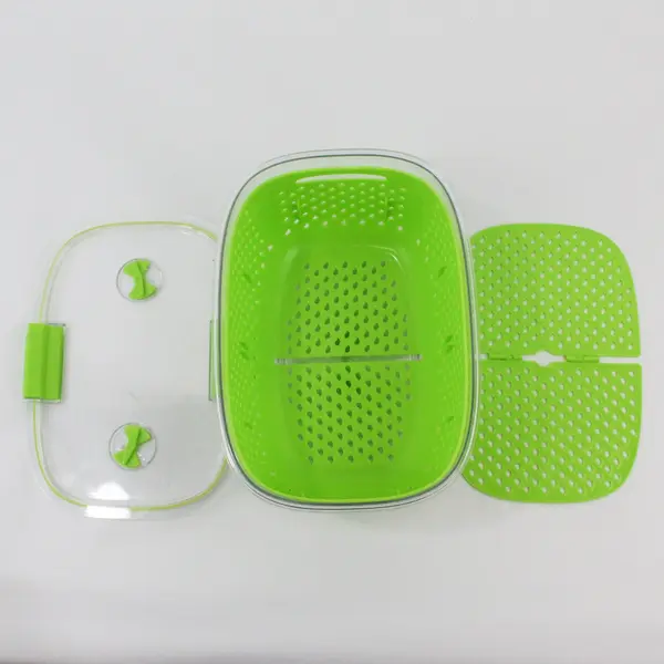 LUXEAR Fresh Produce Vegetable Fruit Storage Container 3-Piece Green 10.5 x 7.5