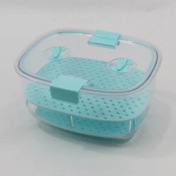 LUXEAR 3-Piece Fresh Produce Storage Container Clear Light Blue 8 x 6.5 x 4.25