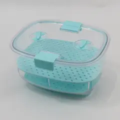 LUXEAR 3-Piece Fresh Produce Storage Container Clear Light Blue 8 x 6.5 x 4.25