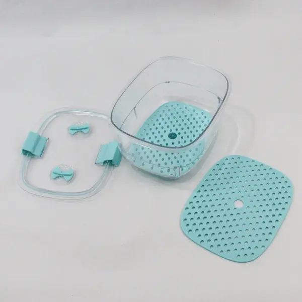 LUXEAR 3-Piece Fresh Produce Storage Container Clear Light Blue 8 x 6.5 x 4.25