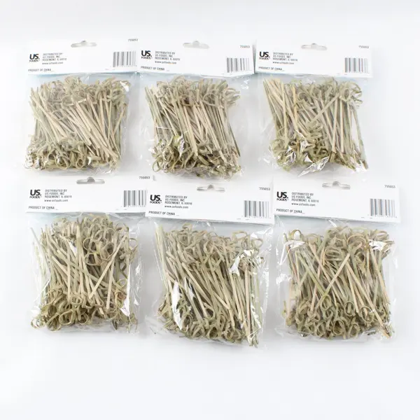 Lot of 6 Monogram Knotted Bamboo Picks Cocktail Appetizer Skewers