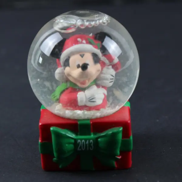 Disney Mickey Mouse Christmas Snow Globe Santa Gift Wrapped Base