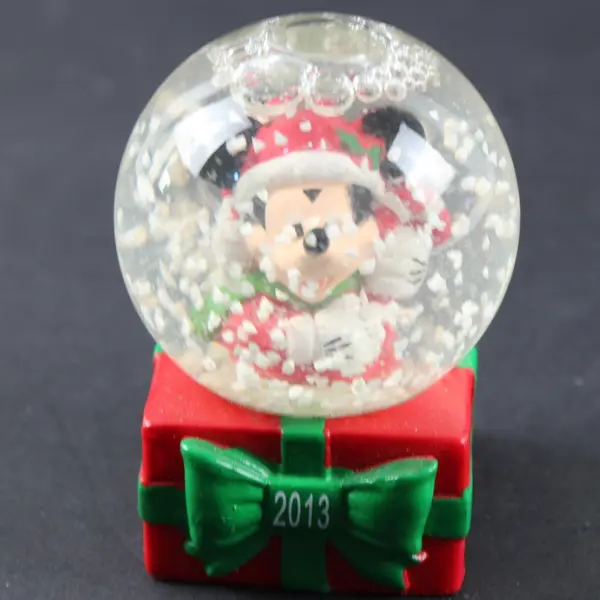 Disney Mickey Mouse Christmas Snow Globe Santa Gift Wrapped Base