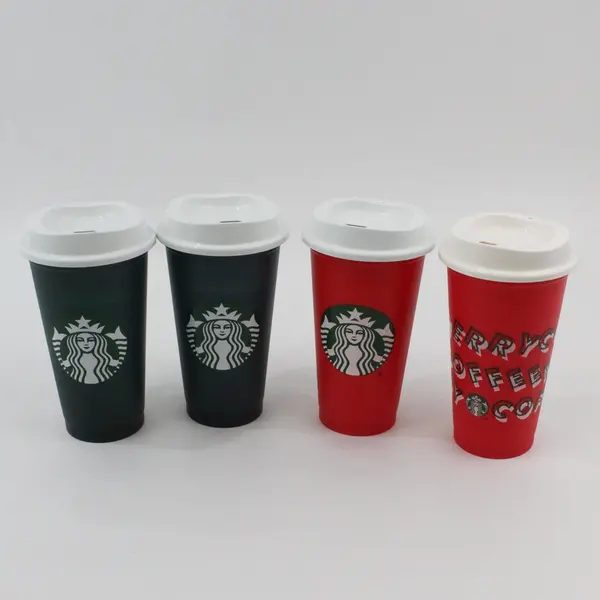 Starbucks Reusable Plastic Cold Cups Tumblers Lot of 4 Assorted Used