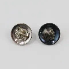 Pair of Antique Egyptian Pharaoh Metal Buttons Sewing Costume Craft Collectibles