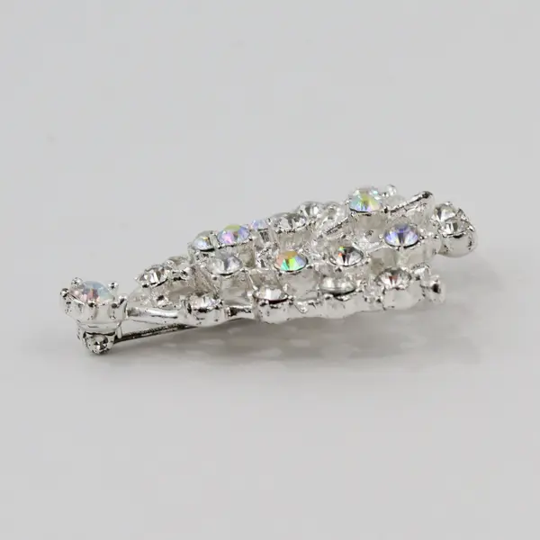 Christmas Tree Rhinestone Silvertone Brooch Holiday Pin