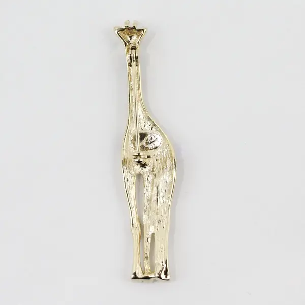Liz Claiborne LC Signed Giraffe Brooch Pin Gold Tone Brown Enamel