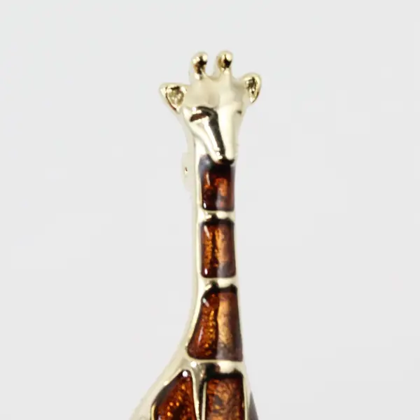 Liz Claiborne LC Signed Giraffe Brooch Pin Gold Tone Brown Enamel