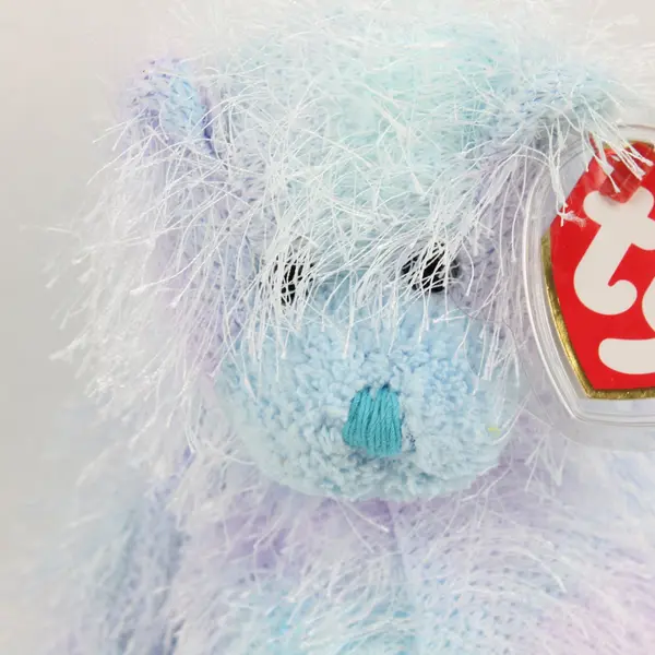 TY Punkies Twizzles Bear Plush Blue Lavender Shaggy Fur Tag Protector