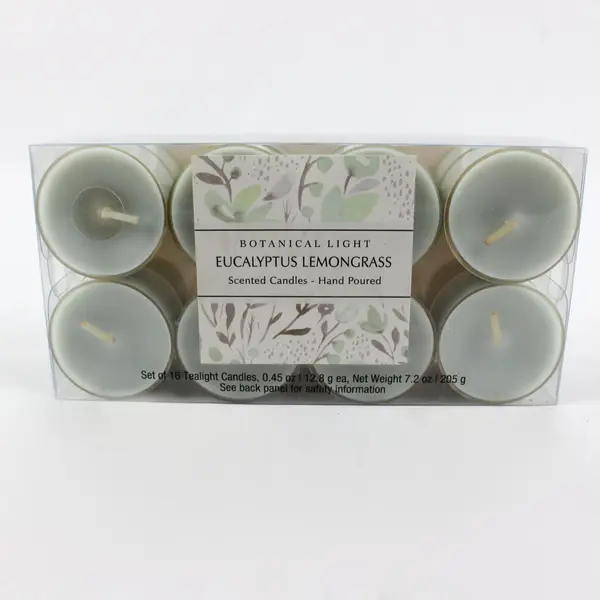Botanical Light Eucalyptus Lemongrass Scented Tealight Candles Hand-Poured