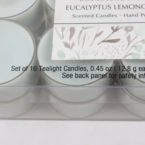 Botanical Light Eucalyptus Lemongrass Scented Tealight Candles Hand-Poured