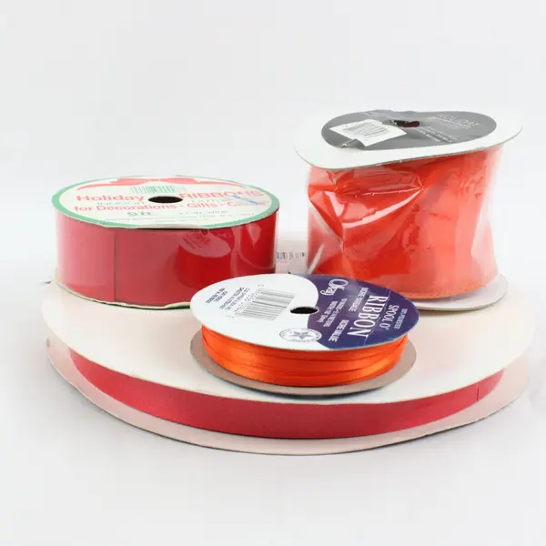 Lot of 4 Holiday Ribbon Spools Offray Spolemorette Red Orange Mixed Partial