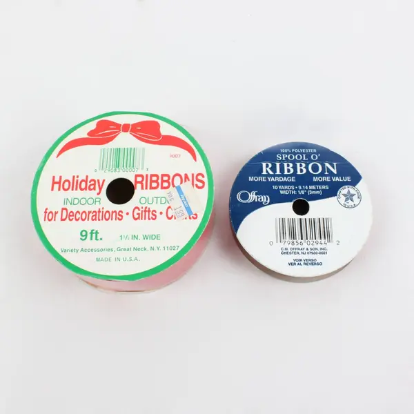 Lot of 4 Holiday Ribbon Spools Offray Spolemorette Red Orange Mixed Partial