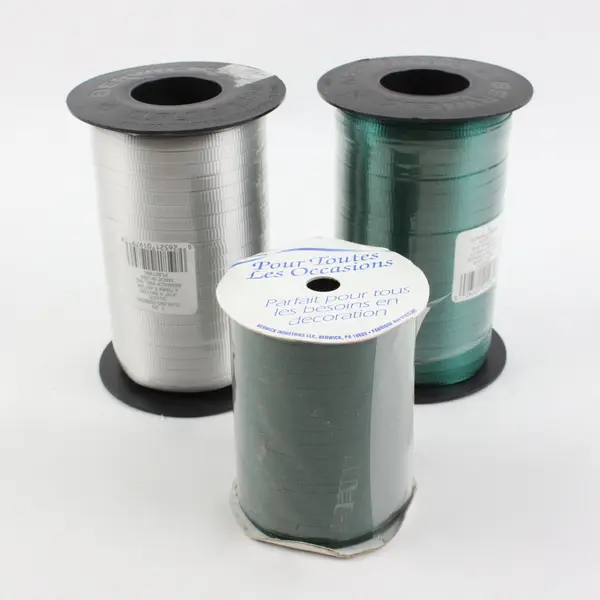 Berwick Industries Lot of 3 Shiny Gift Ribbon Spools 2 Green 1 Silver