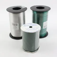 Berwick Industries Lot of 3 Shiny Gift Ribbon Spools 2 Green 1 Silver