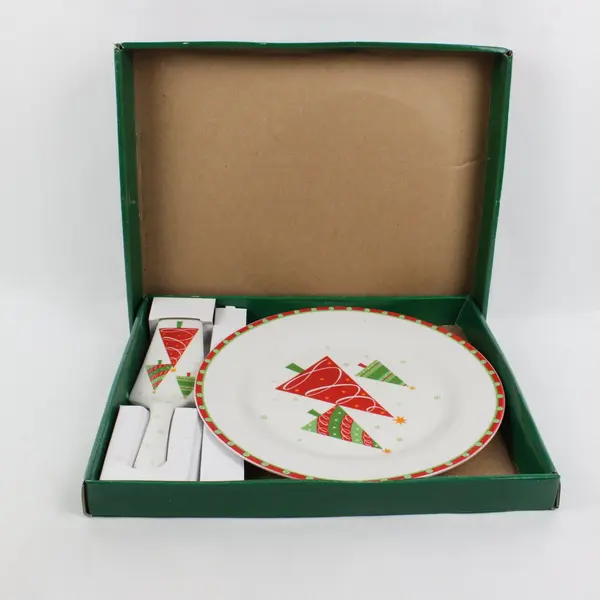 Holiday Place Stoneware Cake Plate & Server Set 12in