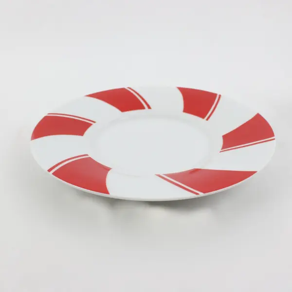 Pacific Rim Porcelain Candy Cane Cup & Saucer Set 8 Piece #29950 Holiday