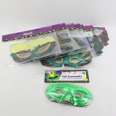 Lot of 14 Mardi Gras Masks: 8 Feather, 6 Foil Eyemasks Masquerade Party