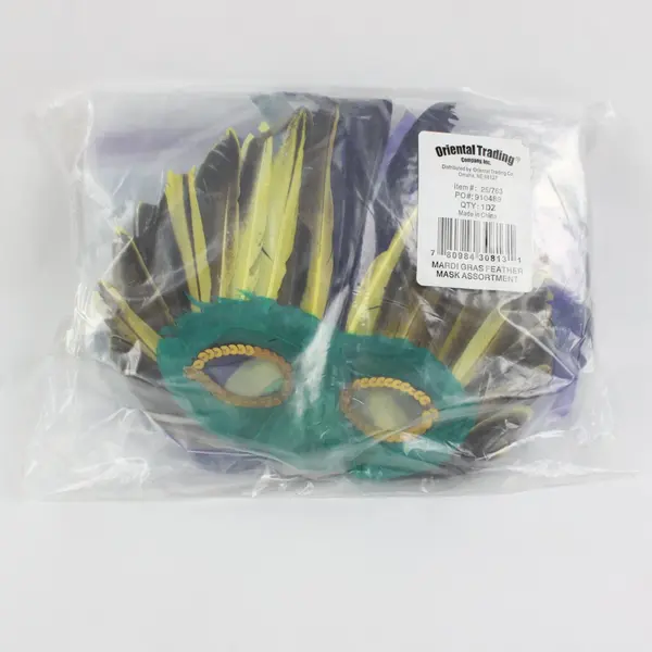 Oriental Trading Mardi Gras Feather Masquerade Masks Assortment 1 Dozen