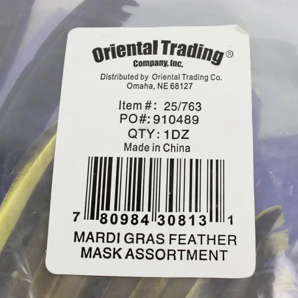 Oriental Trading Mardi Gras Feather Masquerade Masks Assortment 1 Dozen