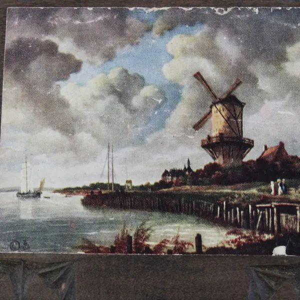Decorative Windmill Wood Framed Wall Hanging