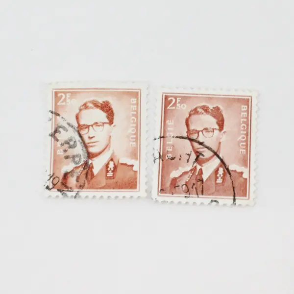 Lot Of 10 Belgium 1950s King Baudouin 1.5/2.5/3/3.5/4/5f Stamps Used