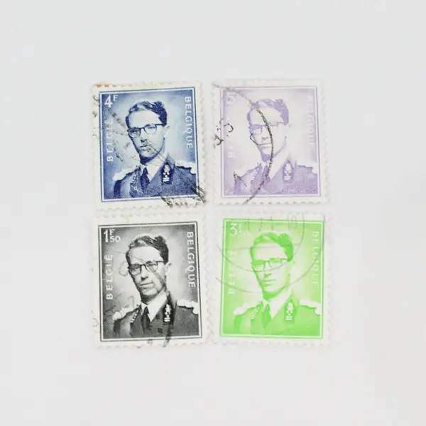 Lot Of 10 Belgium 1950s King Baudouin 1.5/2.5/3/3.5/4/5f Stamps Used