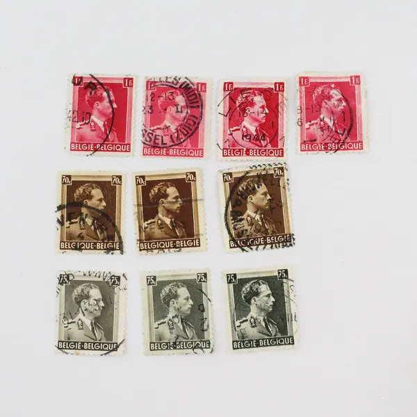 Lot Of 10 Belgium 1930s-1940s King Leopold III Stamps Used