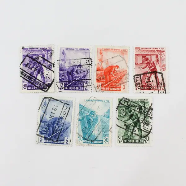 Lot Of 7 Belgium 1940s Railway Parcel Post Worker Stamps Used